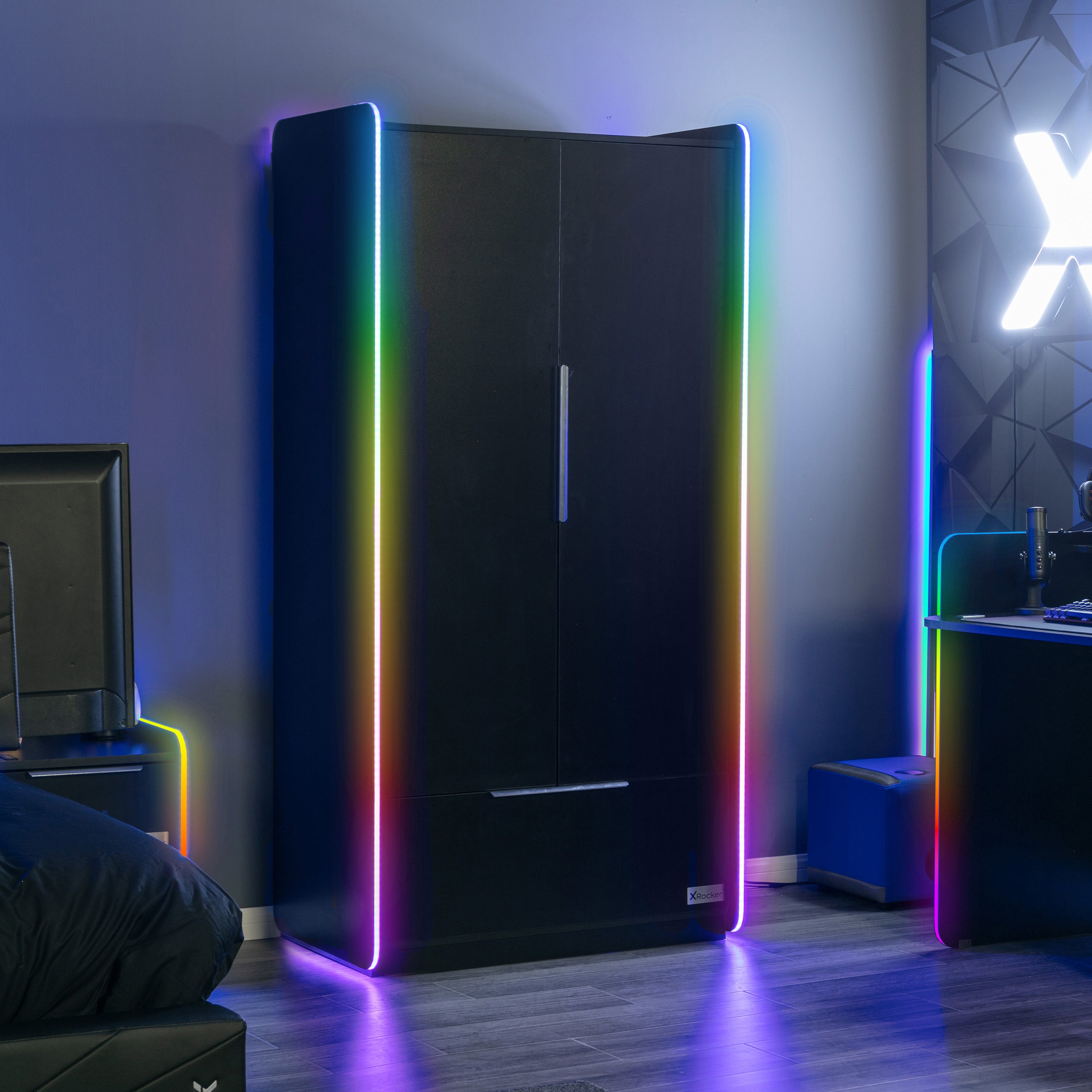 Electra 2 Door Wardrobe with LED Lights Black Price Comparisons | Compare The Build