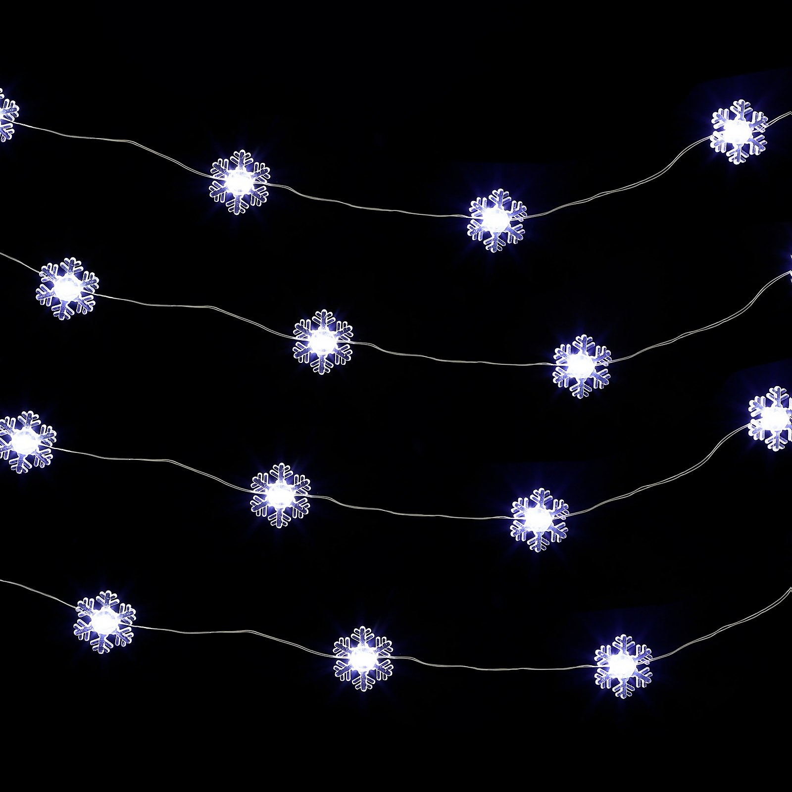 50 LED Snowflake Copper Wire Decorative Christmas String Lights (Battery Operated) | Compare The Build