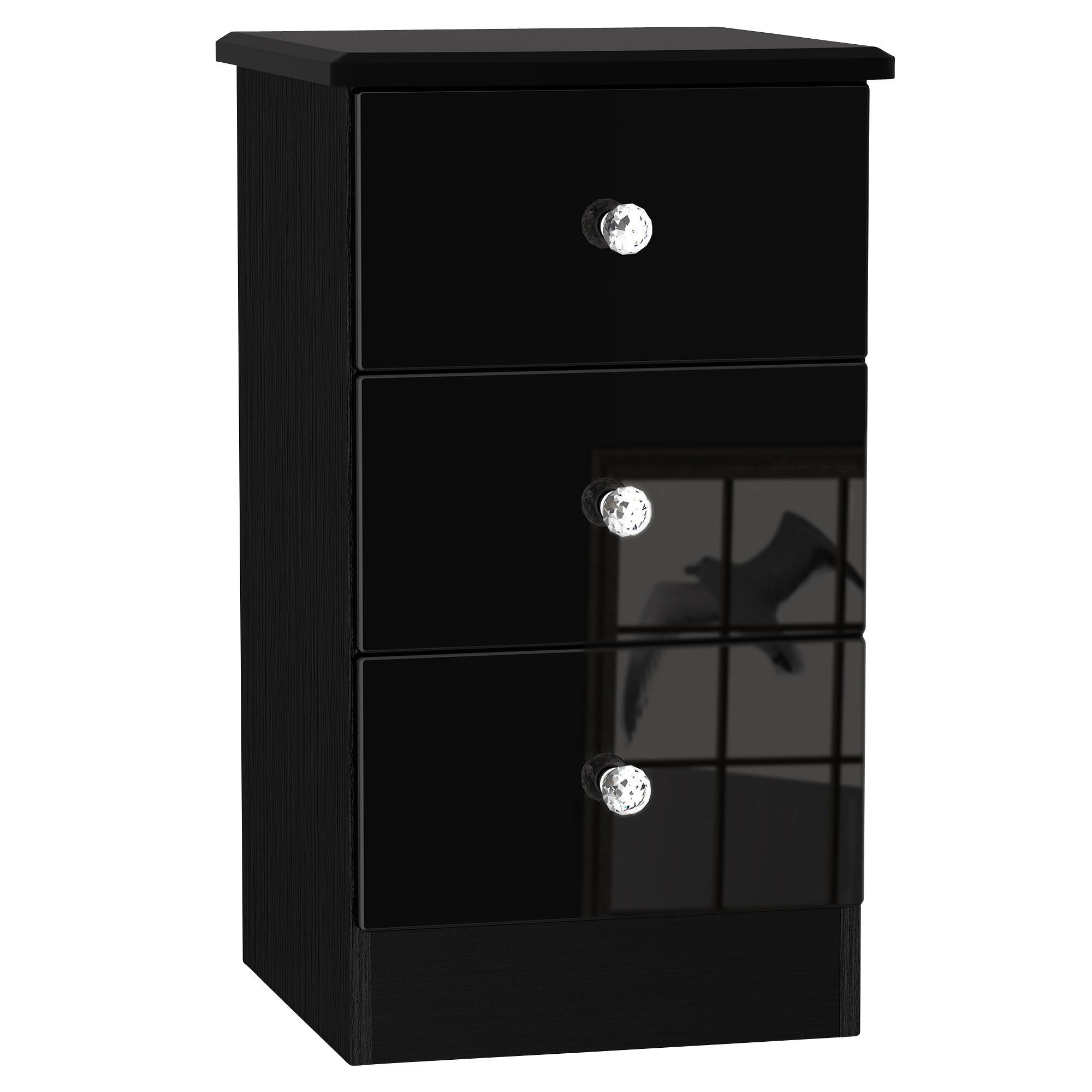 Noire High Gloss Black 3 Drawer Bedside Table (H)700mm (W)400mm (D)410mm Price Comparisons | Compare The Build