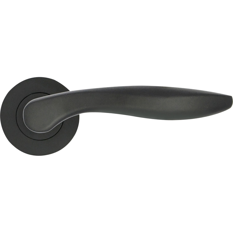 Stanza Cadiz Lever on Rose Door Handles Matt (Pair) in Black Aluminium Price Comparisons | Compare The Build