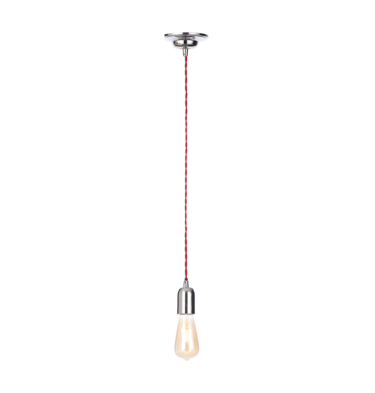 Inlight Dale E27 Pendant Cord Set Polished Nickel & Red Price Comparisons | Compare The Build