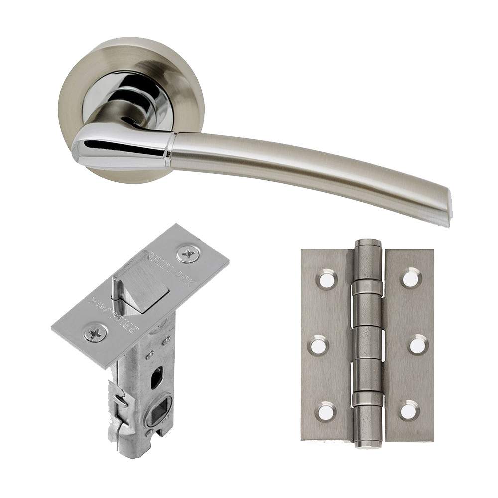 LPD Internal Polished Chrome Satin Nickel Mercury Handle Hardware Pack - Latch LPD Doors HARDMER | Compare The Build