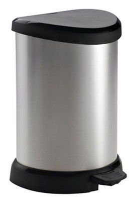 Curver Deco Contemporary Metallic Effect Plastic Circular Kitchen Bin, 20L | Compare The Build