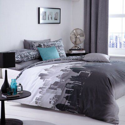Cityscape Black & White Double Bedding Set Price Comparisons | Compare The Build