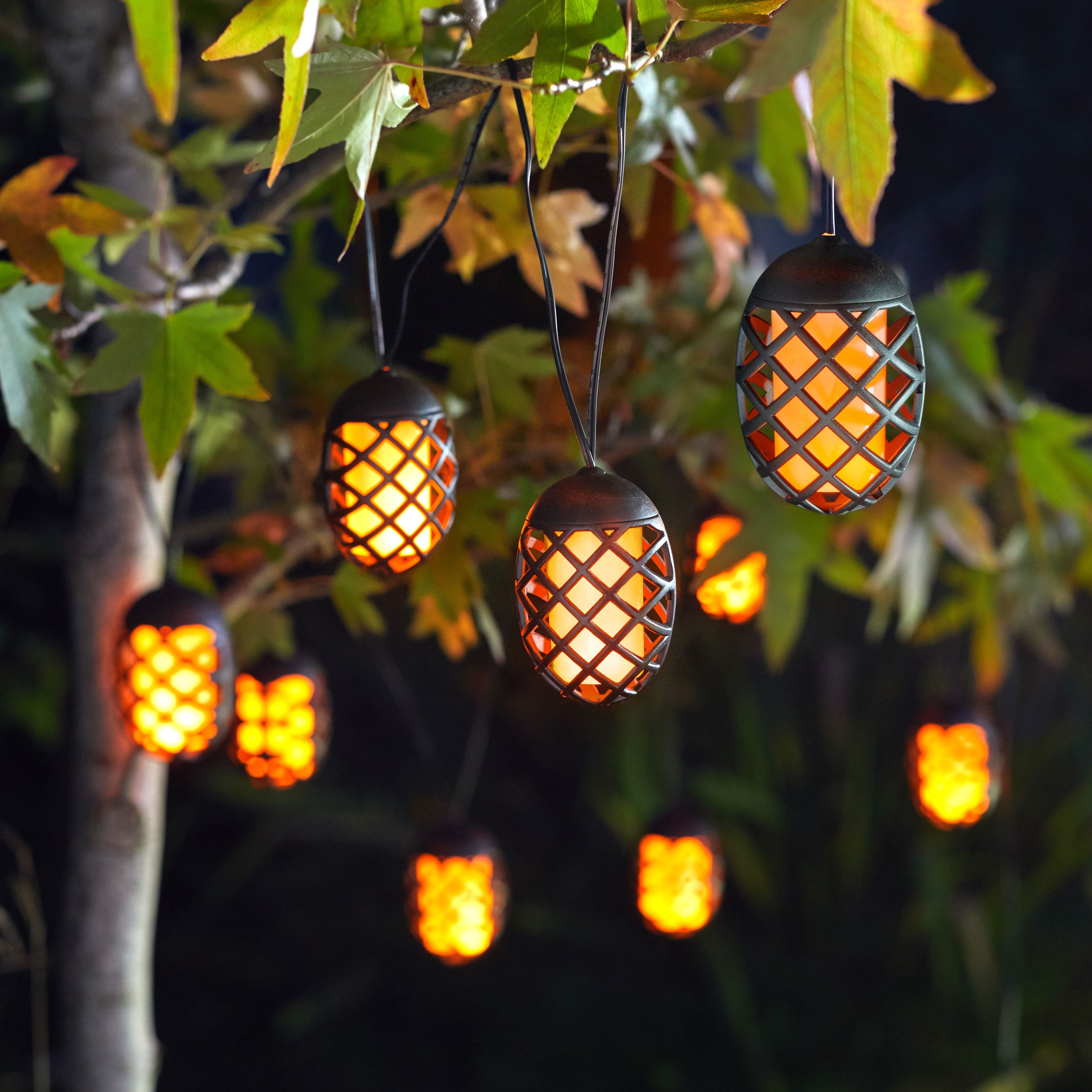 Solar Flaming Lantern Solar-Powered Orange 10 Led Outdoor String Lights Price Comparisons | Compare The Build