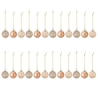 Nordic Tradition Matt Champagne Glitter Effect Assorted Bauble, Pack Of 24 Price Comparisons | Compare The Build
