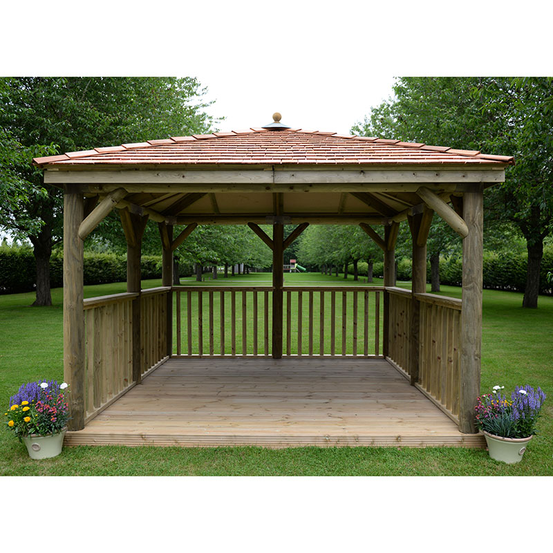 11'x11' (3.5x3.5m) Square Wooden Garden Gazebo with New England Cedar Roof | Compare The Build