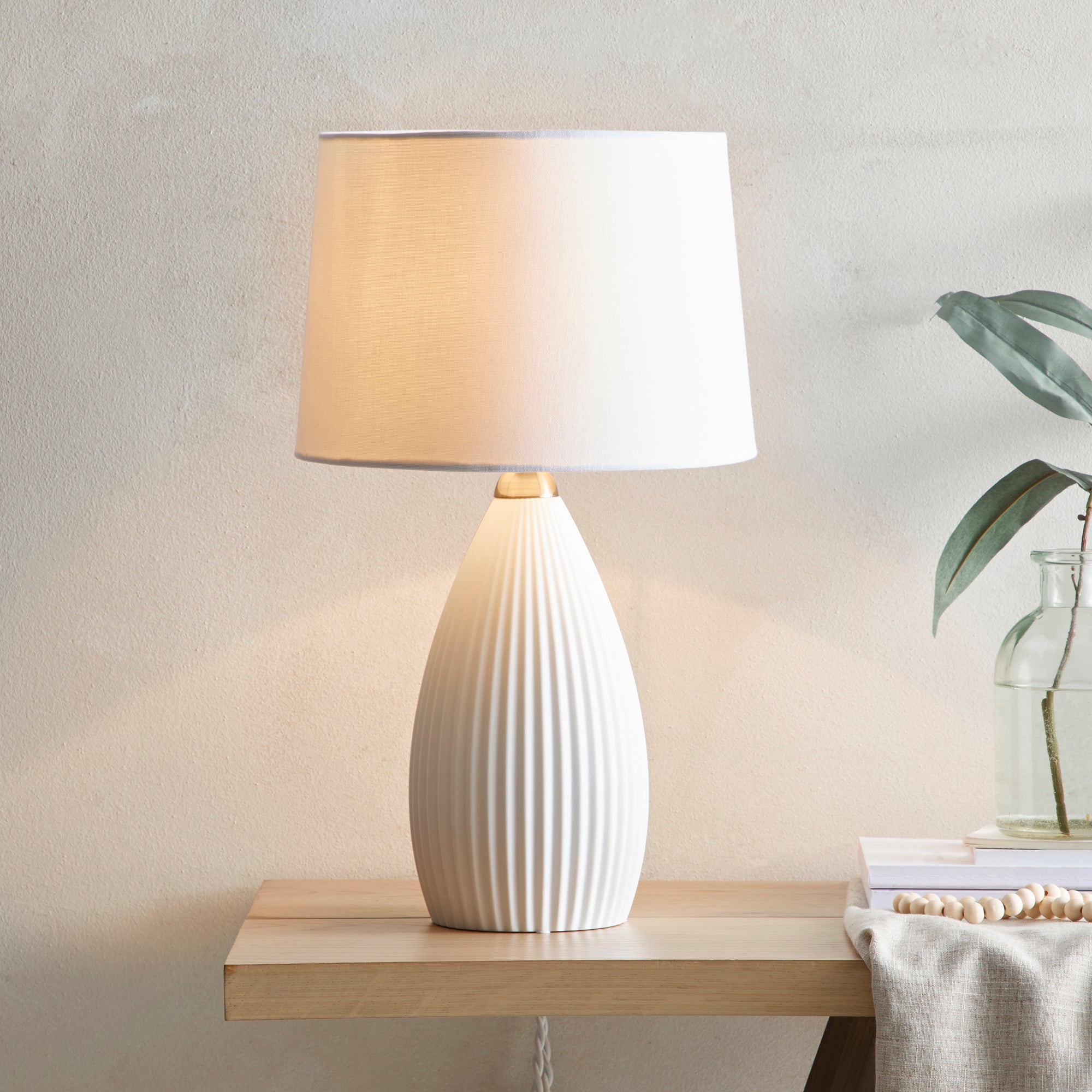 Dorma Purity Dual Lit Ribbed Porcelain Table Lamp White Price Comparisons | Compare The Build