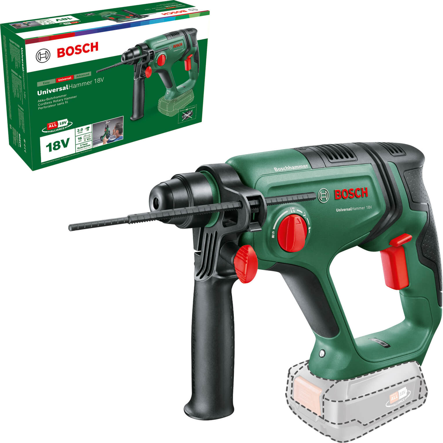 Bosch UNIVERSALHAMMER 18v Cordless SDS Drill No Batteries No Charger No Case | Compare The Build