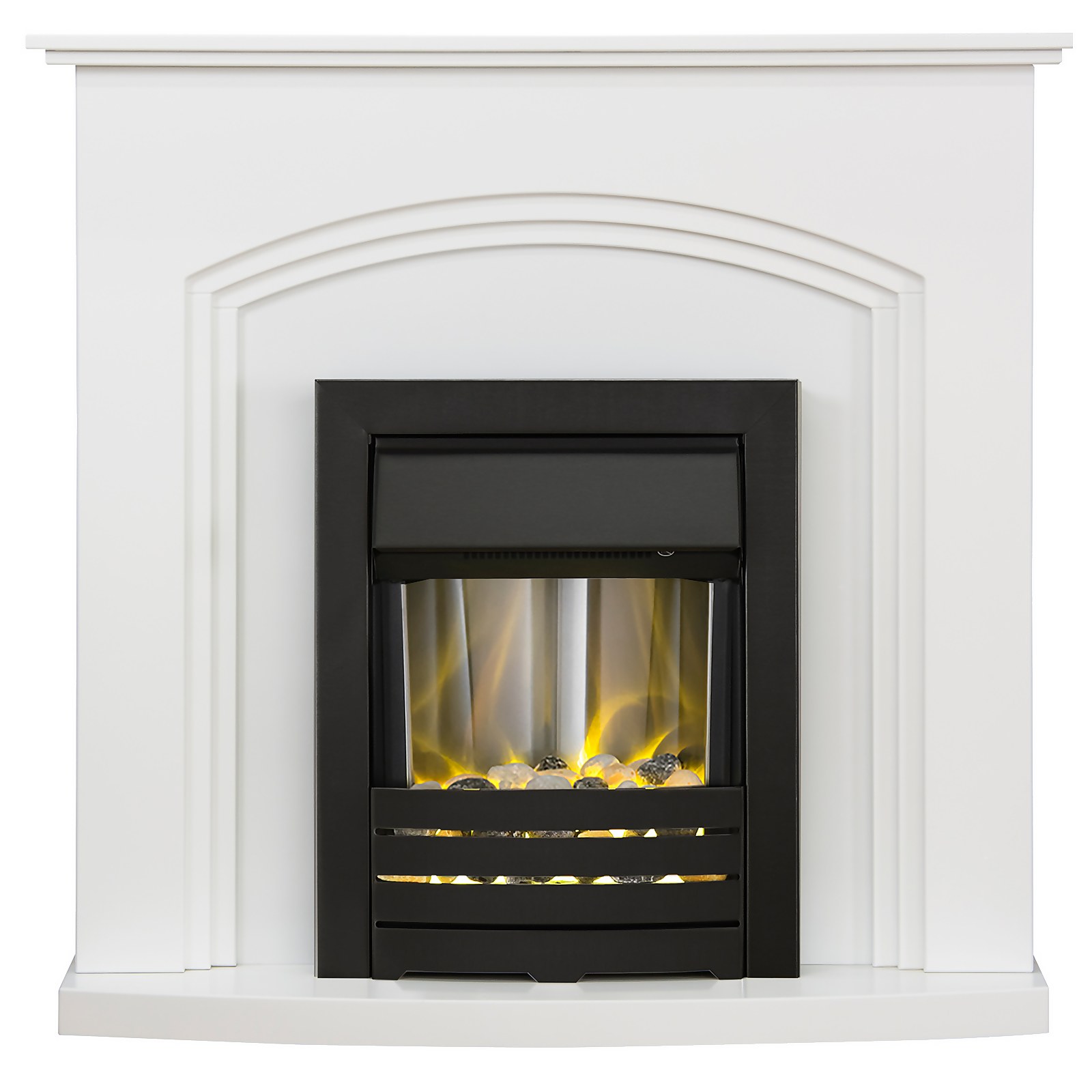 Adam Truro in White with Helios Electric Fire in Black Price Comparisons | Compare The Build