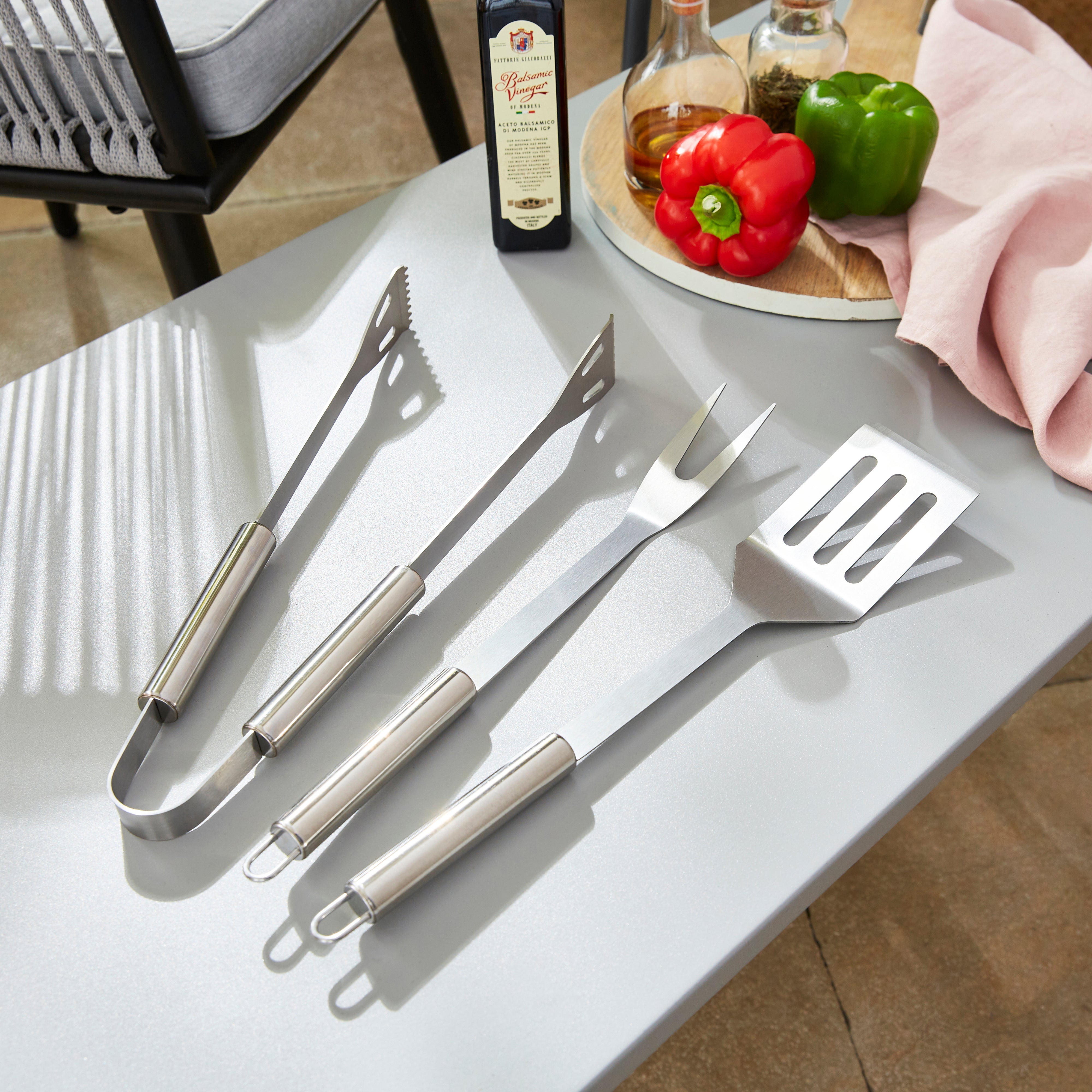 3 Piece BBQ Tool Set Steel (Silver) Price Comparisons | Compare The Build