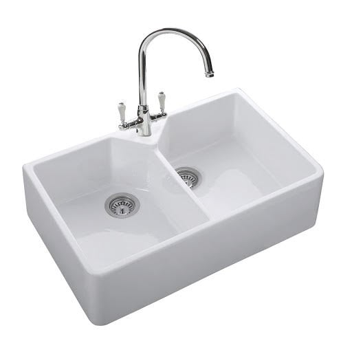 Rangemaster Classic Double Bowl White Ceramic Belfast Kitchen Sink Price Comparisons | Compare The Build