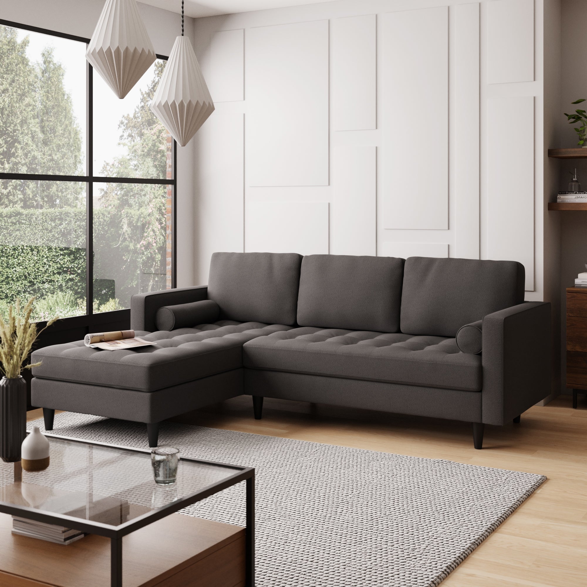 Zoe Luna Fabric Left Hand Corner Sofa Charcoal Price Comparisons | Compare The Build