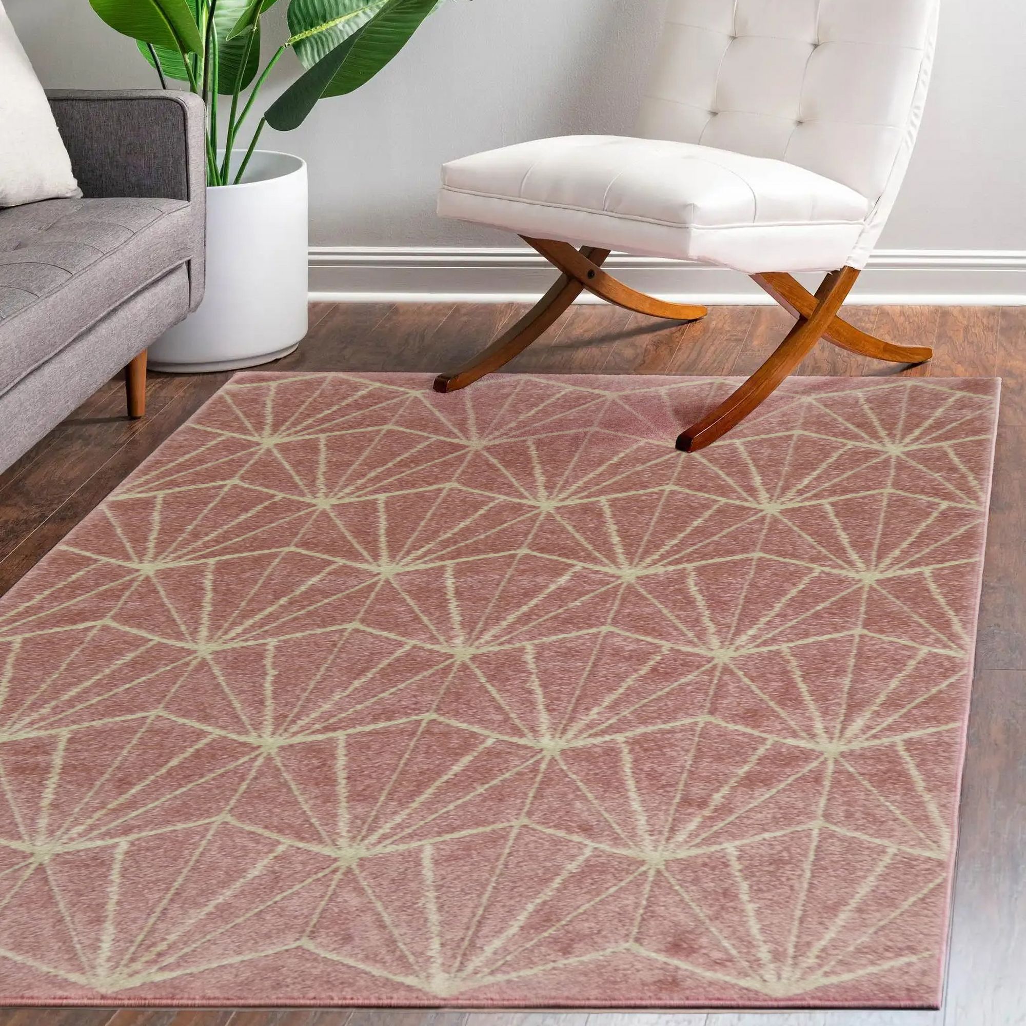 Portland Geometric Pink Rug 150Cmx80Cm Price Comparisons | Compare The Build