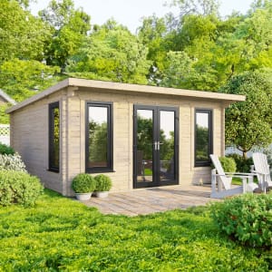 Power Sheds 16 x 14ft Central Doors Pent Notched Logs Log Cabin | Compare The Build