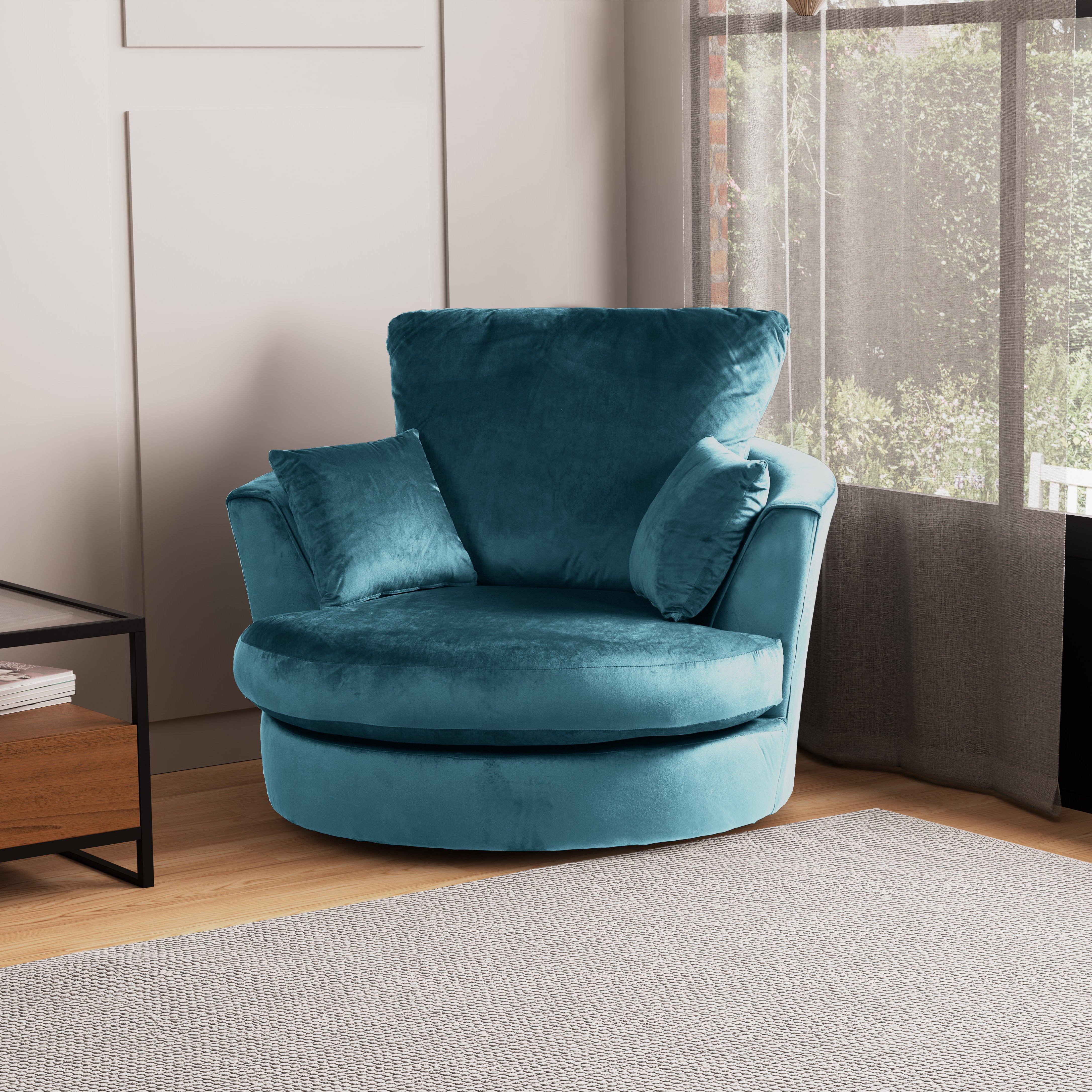 Blake Soft Velvet Swivel Chair Blue Price Comparisons | Compare The Build