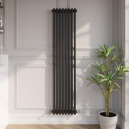 Park Lane Traditional Vertical Colosseum Double Bar Column Radiator Black - 1600 x 380mm Price Comparisons | Compare The Build