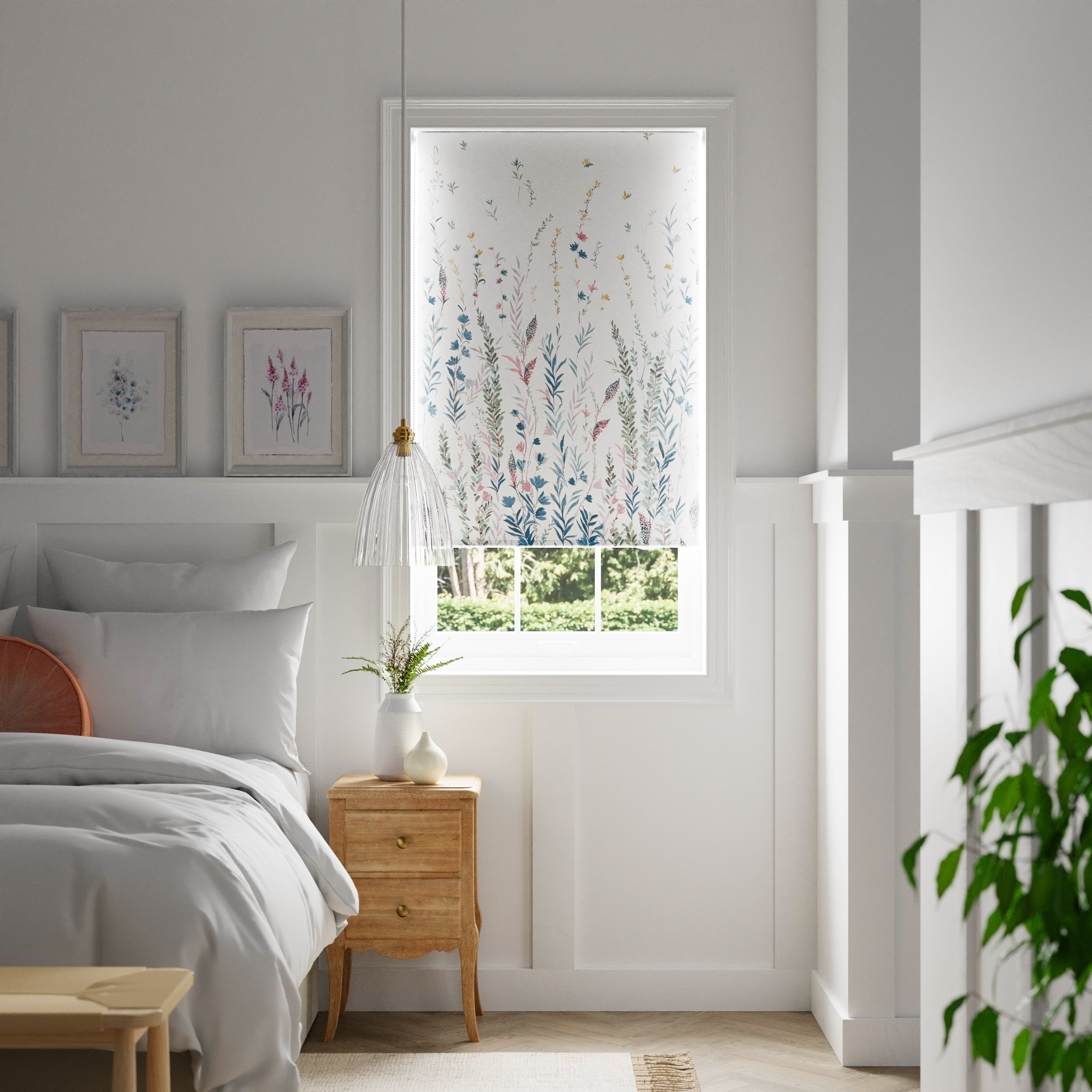 Whimsical Botanical Multi Blackout Roller Blind Green/Pink/Yellow Price Comparisons | Compare The Build