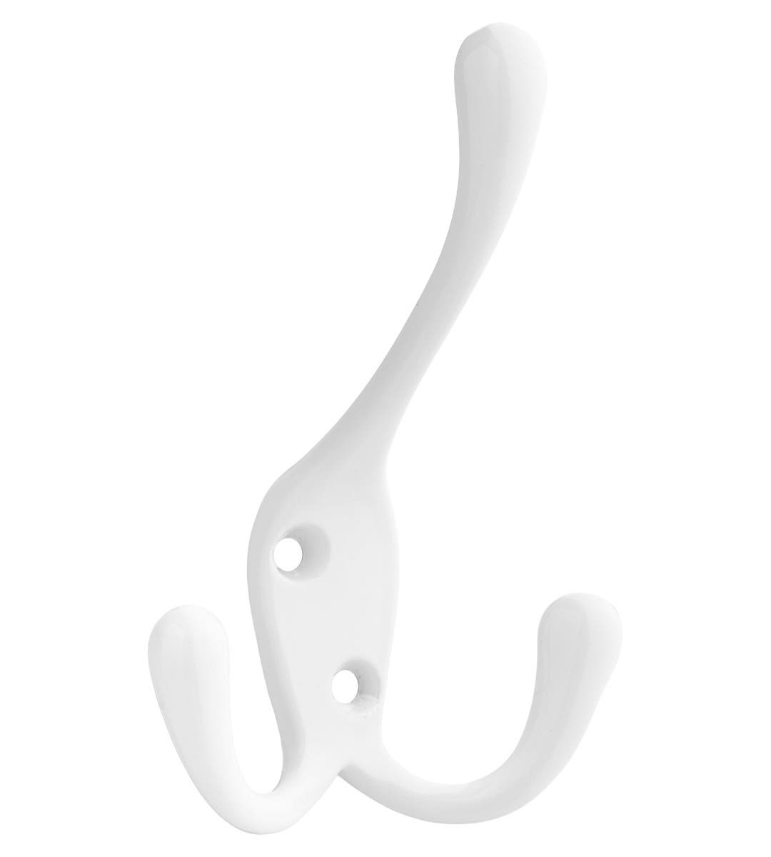 White Plated Three Prong Hat &amp; Coat Hook - Wall/Door Mountable - Decohooks Price Comparisons | Compare The Build