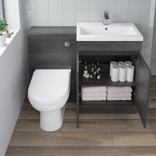 Artis Toilet & Basin Vanity Unit Combination with Doors - 1100mm Charcoal Grey Price Comparisons | Compare The Build