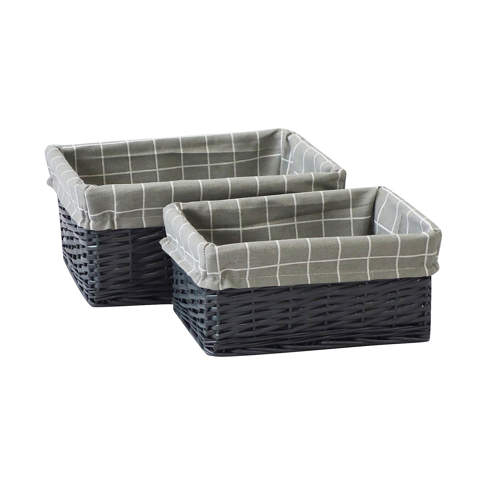 Set of 2 Grey Willow Lined Baskets Price Comparisons | Compare The Build