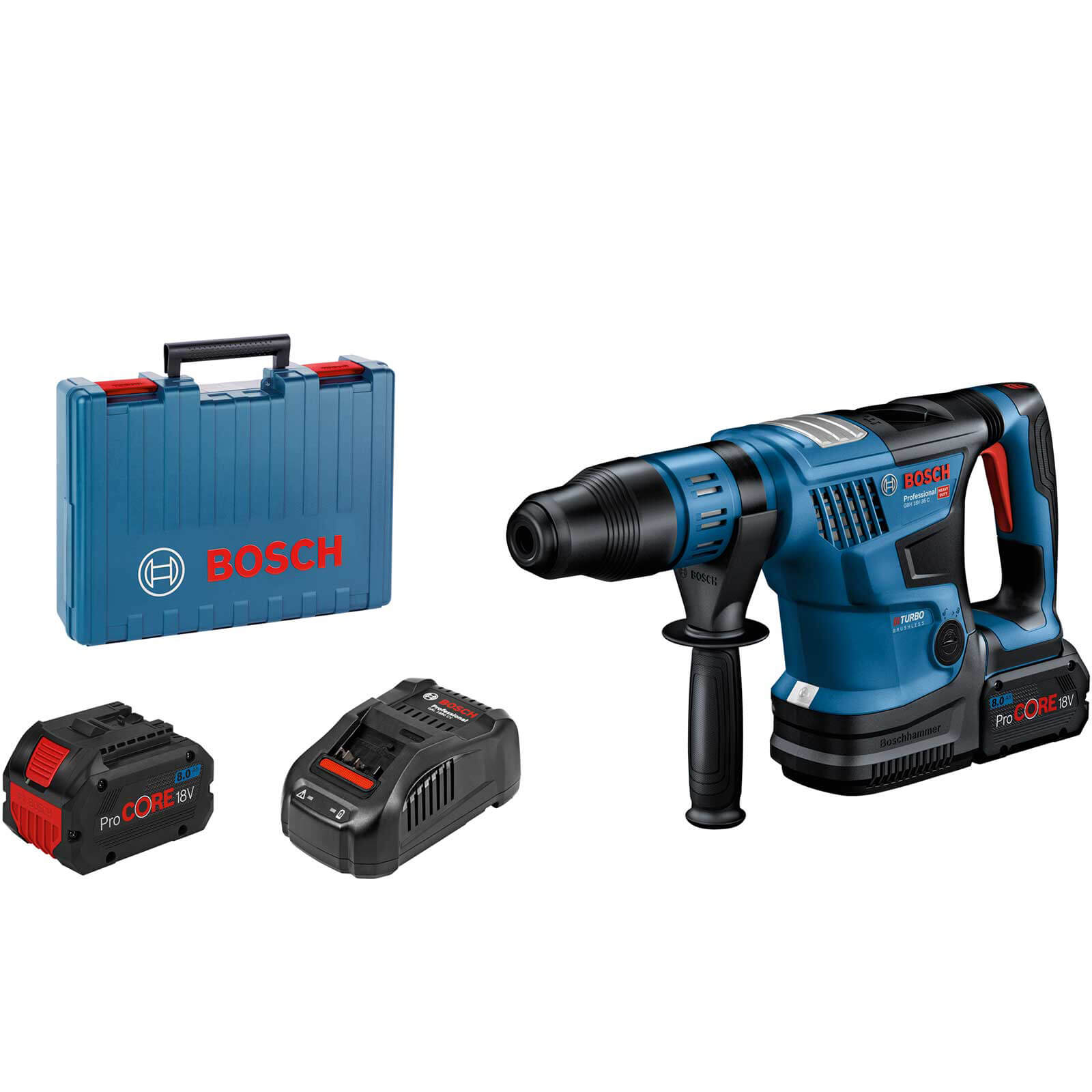 Bosch GBH 18V-36 C BITURBO 18v Brushless SDS MAX Rotary Hammer Drill 2 x 8ah Li-ion Charger Case | Compare The Build