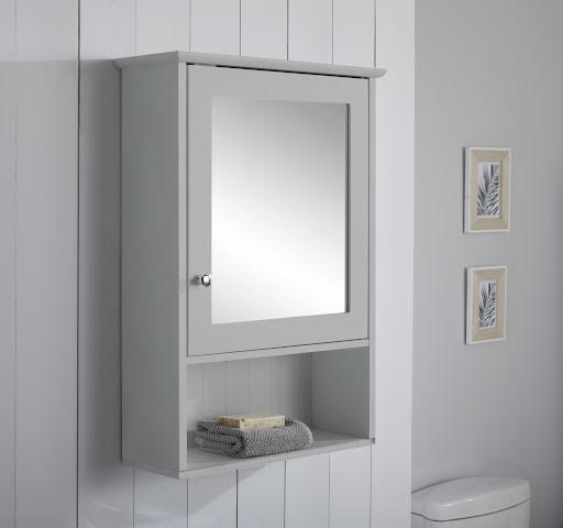 Vale Designs Single Door Grey Mirror Cabinet with Shelf Price Comparisons | Compare The Build