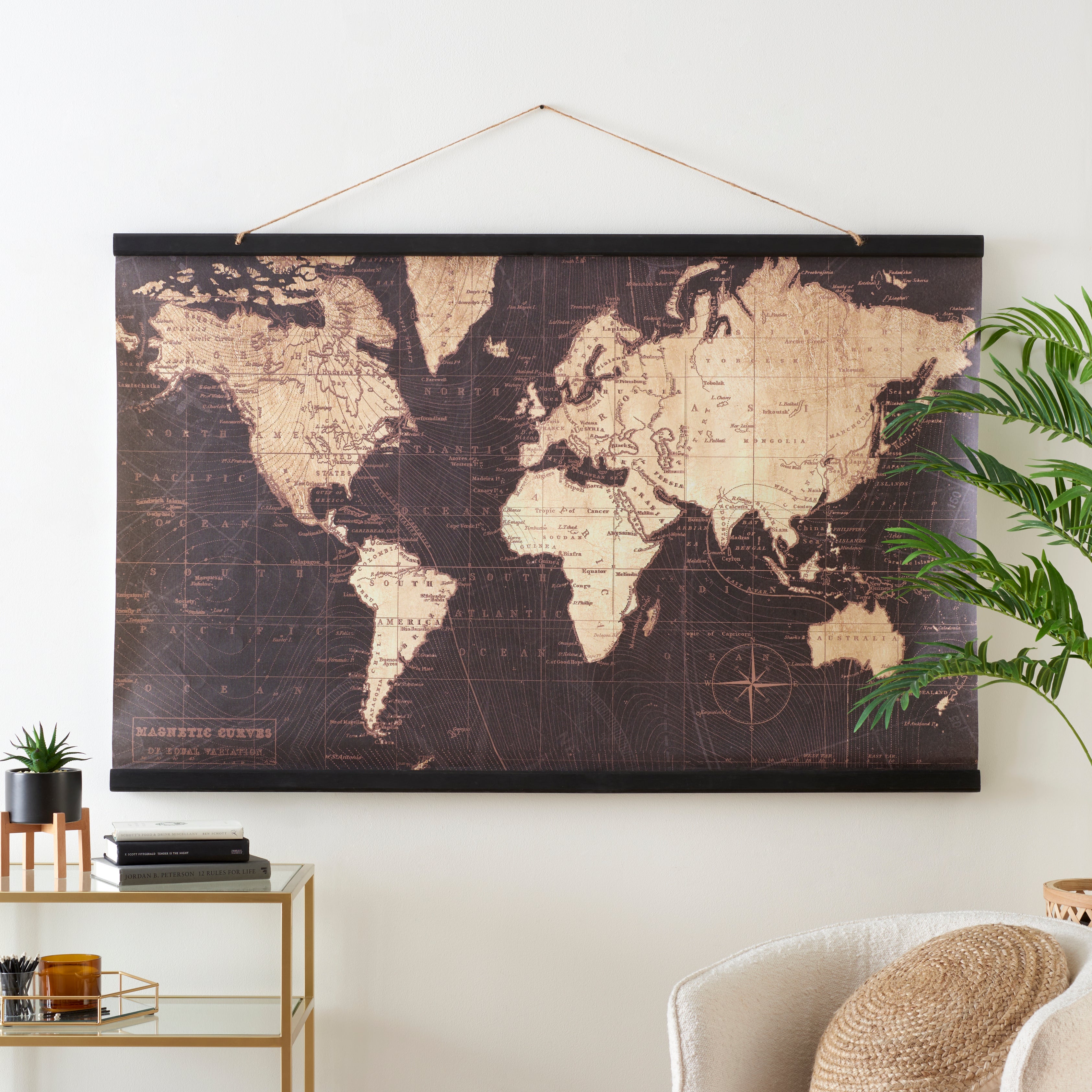 World Map Hanging Mural 90x140cm Gold Price Comparisons | Compare The Build