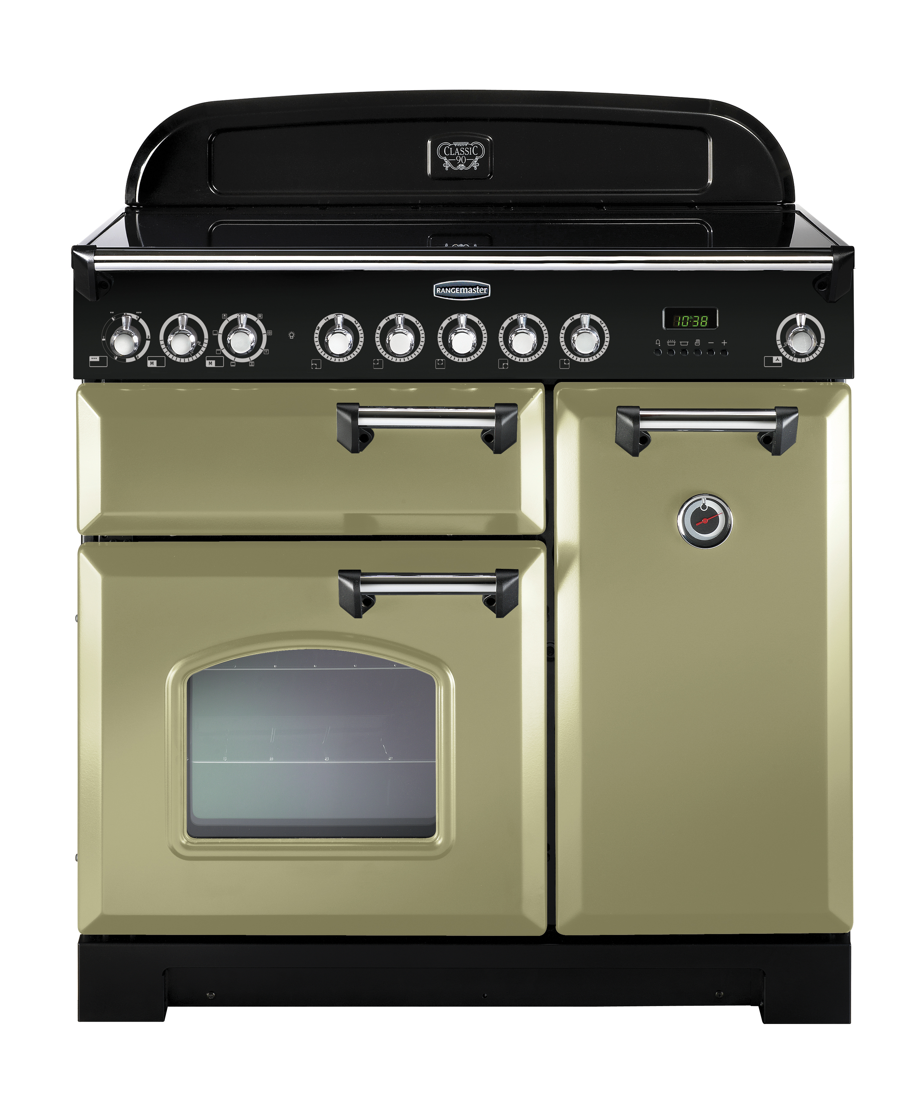 Rangemaster Classic Deluxe Induction Range Cooker 90cm Olive Green with Chrome Trim Price Comparisons | Compare The Build