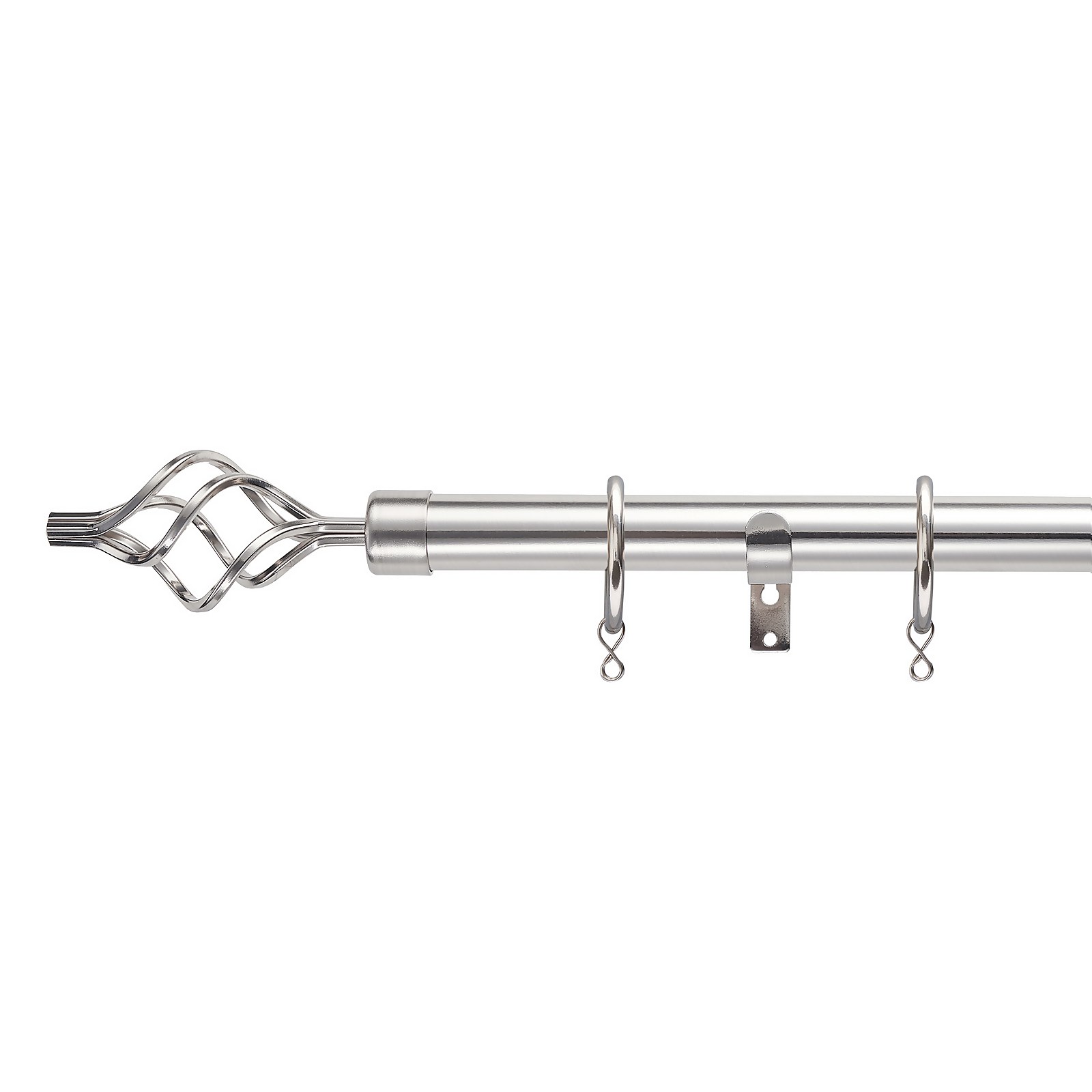 Satin Steel Extendable Curtain Pole with Cage Finial- 170-300cm (Dia 25/28mm) Price Comparisons | Compare The Build