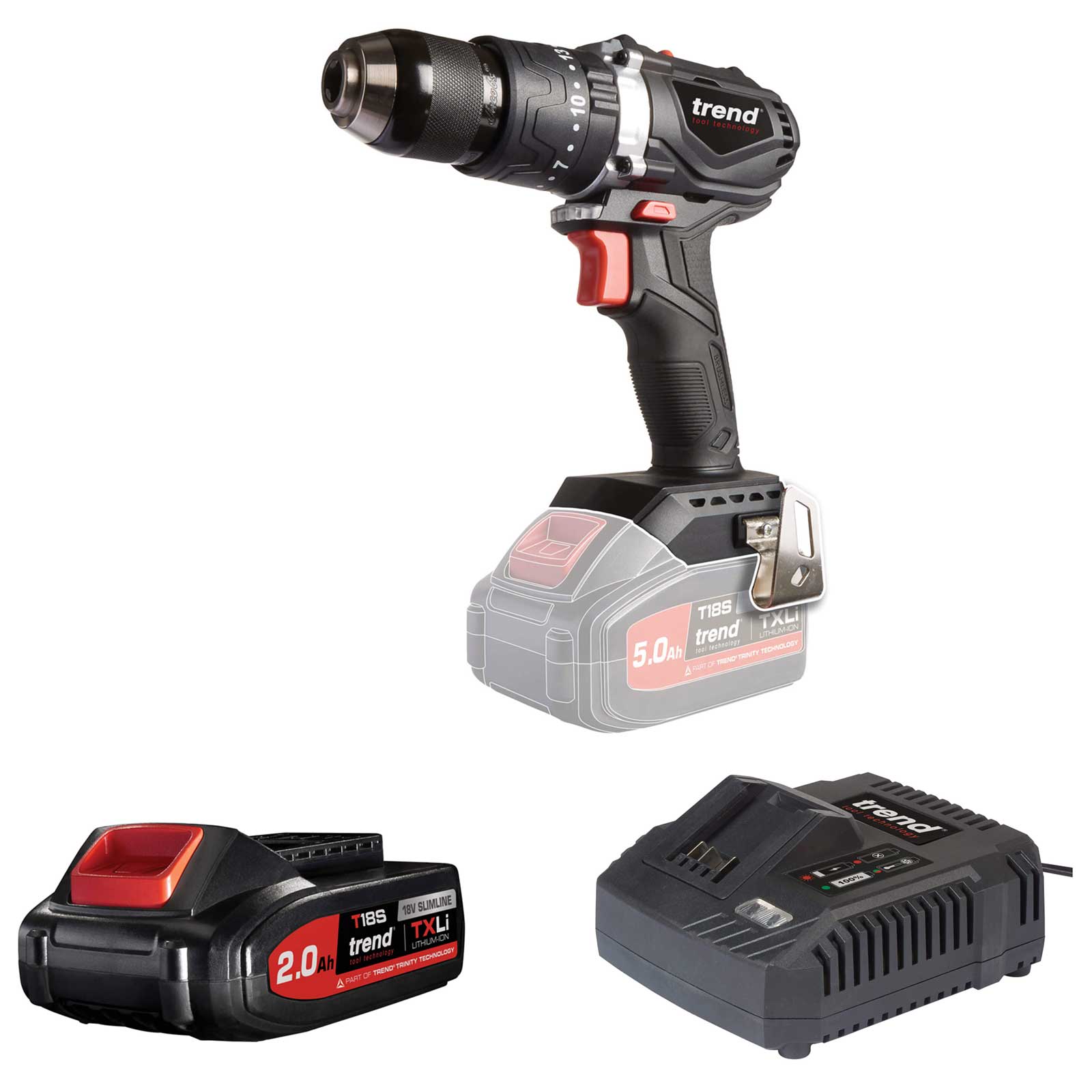 Trend T18S/CDB 18v Cordless Brushless Combi Drill 1 x 2ah Li-ion Charger No Case | Compare The Build