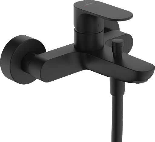 hansgrohe Rebris S Wall Mounted Bath Shower Mixer Tap 2 Flow Rates - Matt Black Price Comparisons | Compare The Build