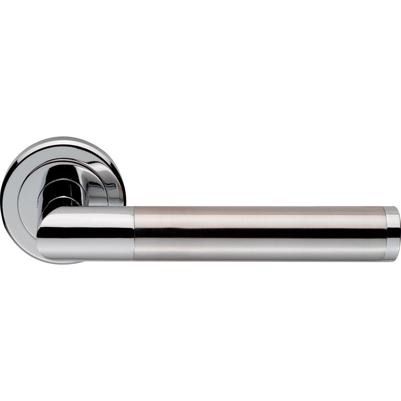 Serozzetta Trend Lever On Rose Door Handles Polished / Satin Chrome (Pair) in Silver | Compare The Build