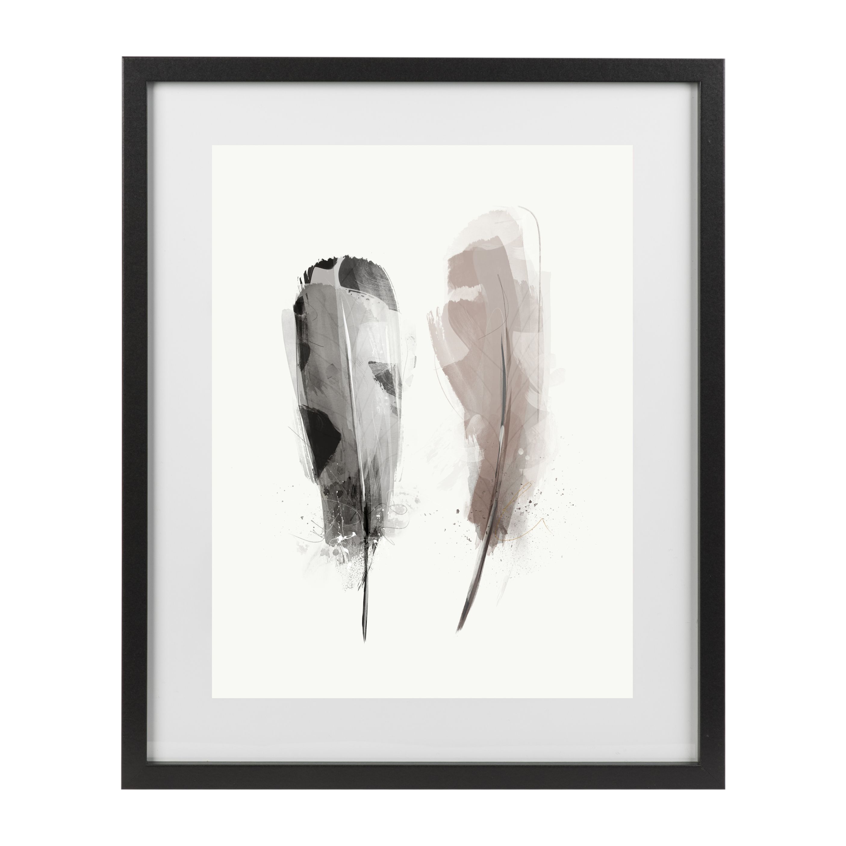 Feathers Grey & Pink Framed Print (H)430mm (W)330mm Price Comparisons | Compare The Build