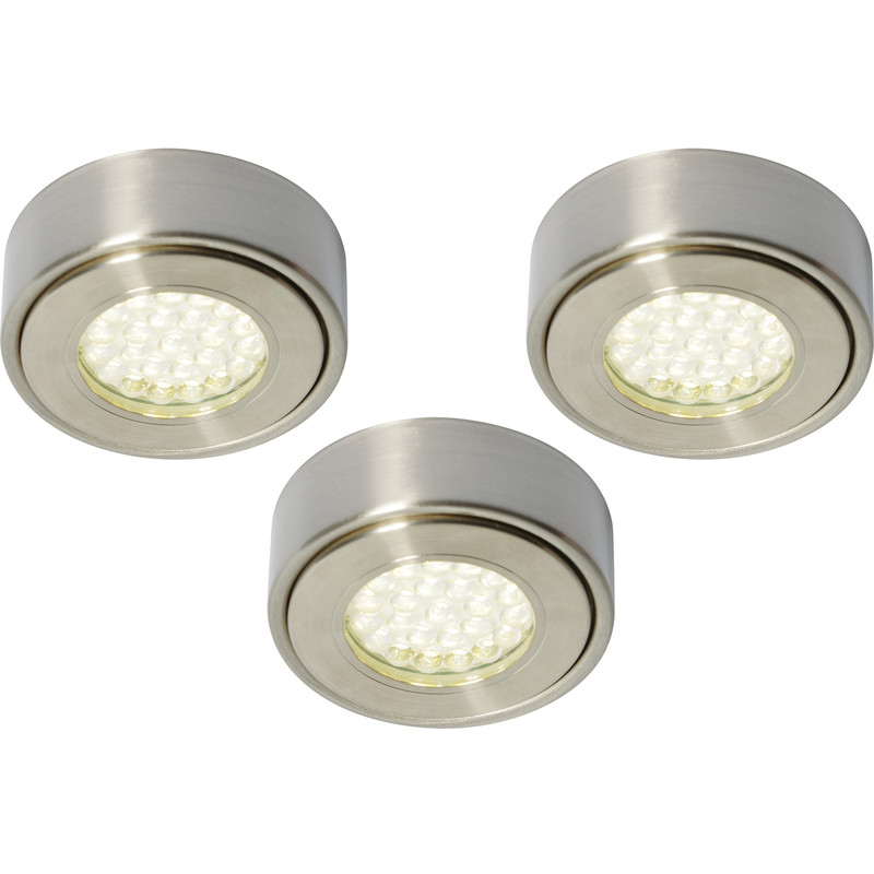 Culina Laghetto 240V LED Round Under Cupboard Light 3 x 1.5W 140lm lights (3 Pack) Steel Price Comparisons | Compare The Build