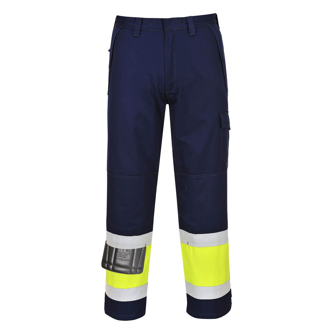 Modaflame Mens Flame Resistant Hi Vis Trousers Yellow / Navy XL 34" | Compare The Build