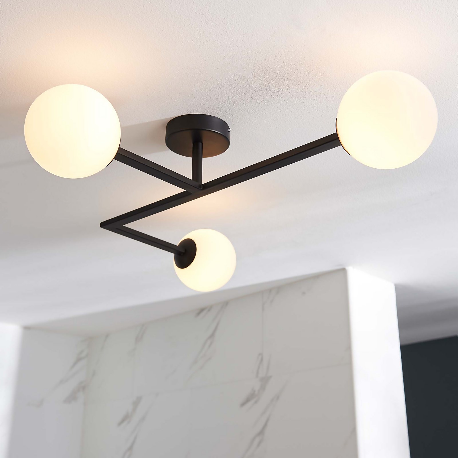 Hawkhill Bathroom Semi Flush Light - 3lt Black Price Comparisons | Compare The Build