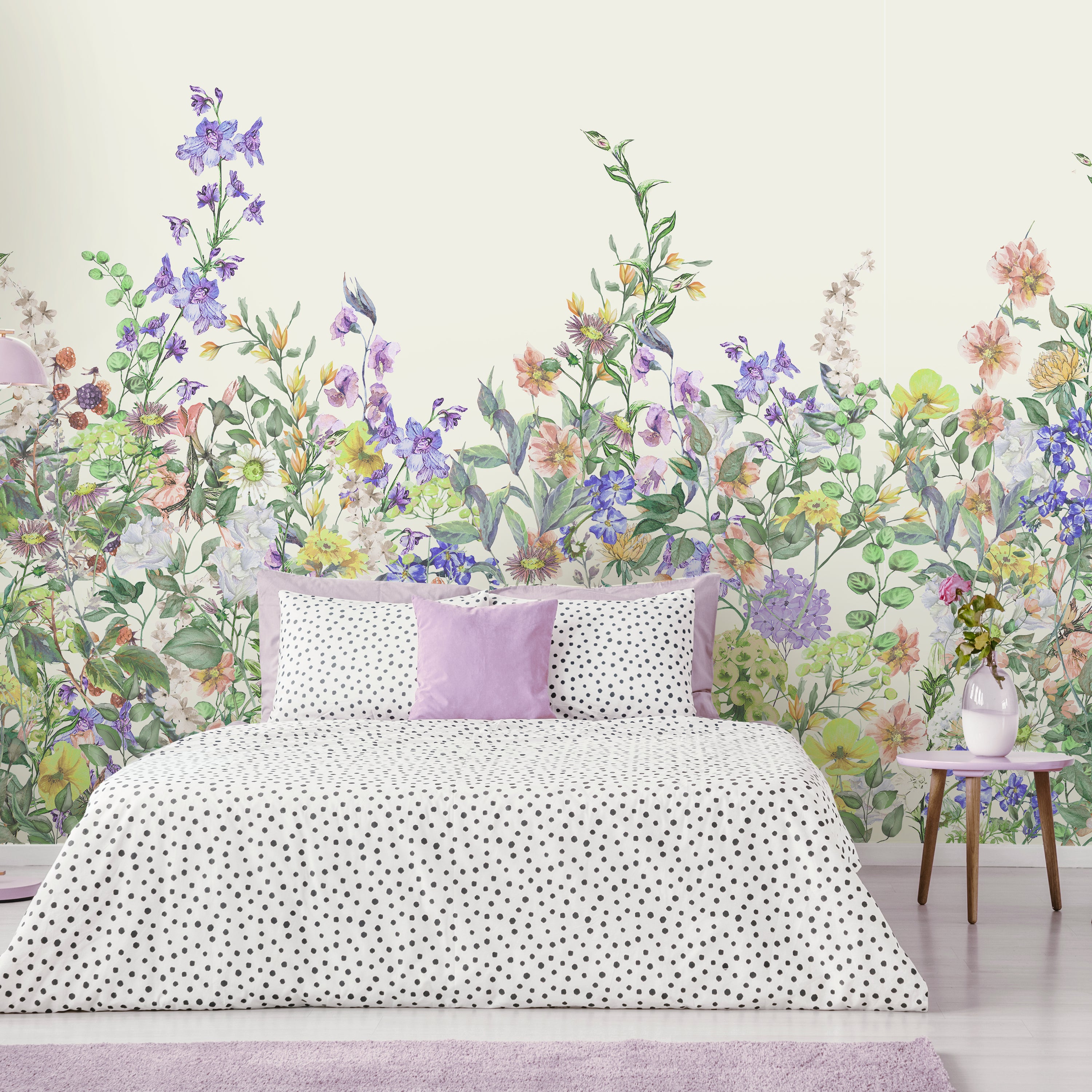 Floral Garden Lilac Mural Purple/Green/Yellow Price Comparisons | Compare The Build