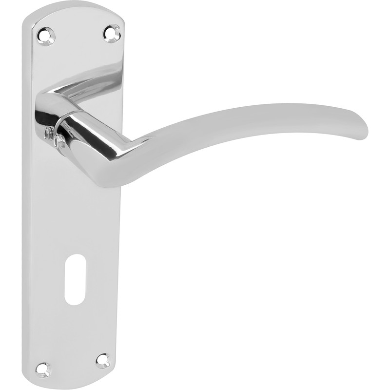 Serozzetta Tres Door Handles Lock Polished (Pair) in Chrome | Compare The Build