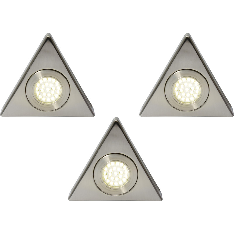 Culina Fonte 240V LED Triangle Under Cupboard Light 3 x 1.5W 140lm lights (3 Pack) Nickel Price Comparisons | Compare The Build