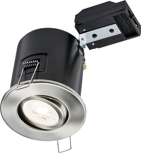 KnightsBridge 230V IP20 Tilt GU10 Fire-Rated Downlight - Brushed Chrome | Compare The Build