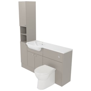 Deccado Benham Soft Suede Left Hand 1500mm Fitted Tower, Vanity & Toilet Pan Unit Combination with Left Hand Basin Price Comparisons | Compare The Build