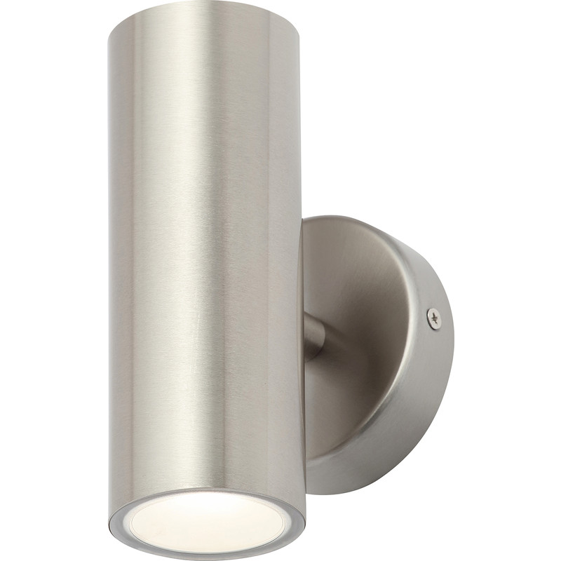 Zink Zinc Leto Integrated LED Stainless Steel Up & Down Light IP44 2 x 4W 560lm in Silver | Compare The Build