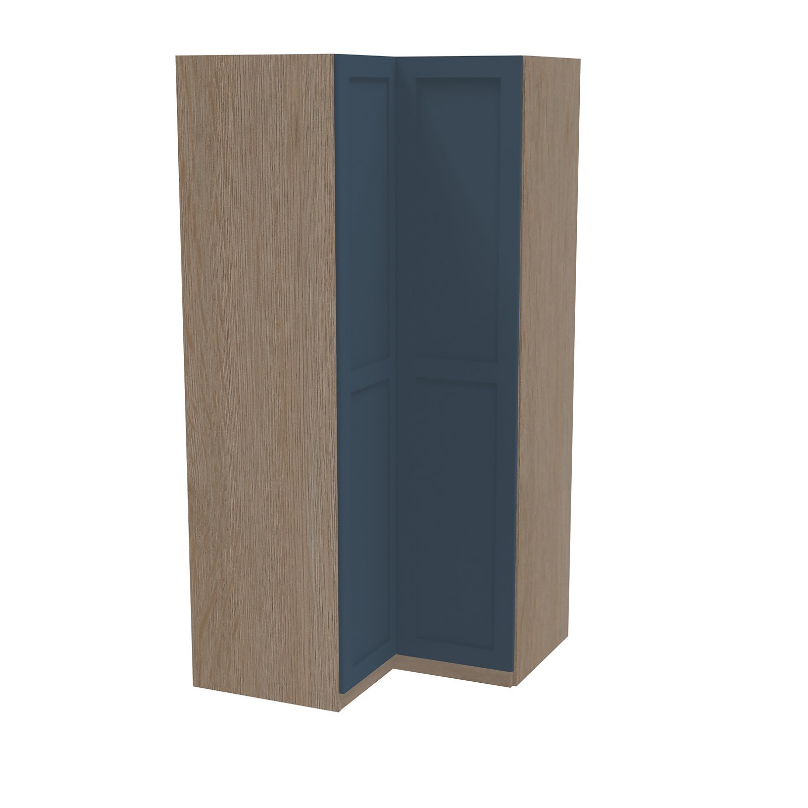 House Beautiful Realm Corner Wardrobe, Oak Effect Carcass - Navy Blue Shaker Doors (W) 1053mm x (H) 2196mm Price Comparisons | Compare The Build