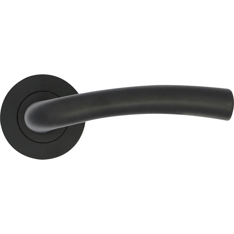 Stanza Seville on Rose Door Handles Matt (Pair) in Black Aluminium Price Comparisons | Compare The Build