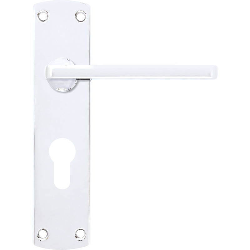 Stanza Leon Door Handles Polished Euro Lock (Pair) in Chrome Plastic | Compare The Build