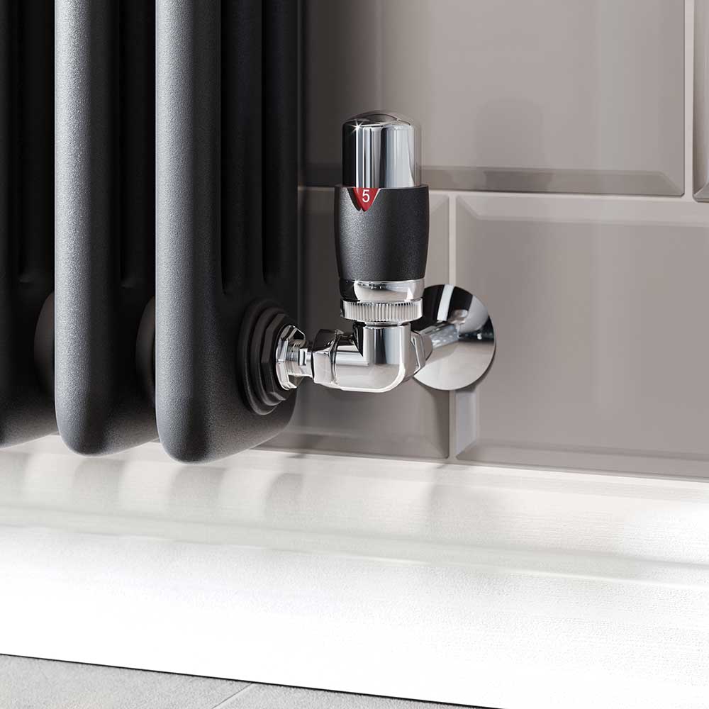 Trade Direct Thermostatic Valves, Modern, Black/Chrome Corner - 8mm | Compare The Build