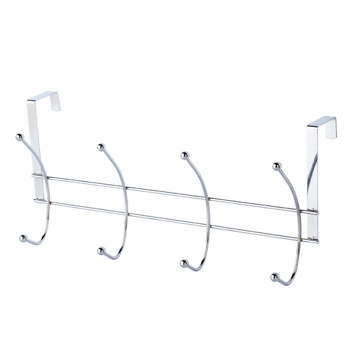 4 Hat &amp; Coat Hooks Over the Door Rail - Polished Chrome - Decorails Price Comparisons | Compare The Build