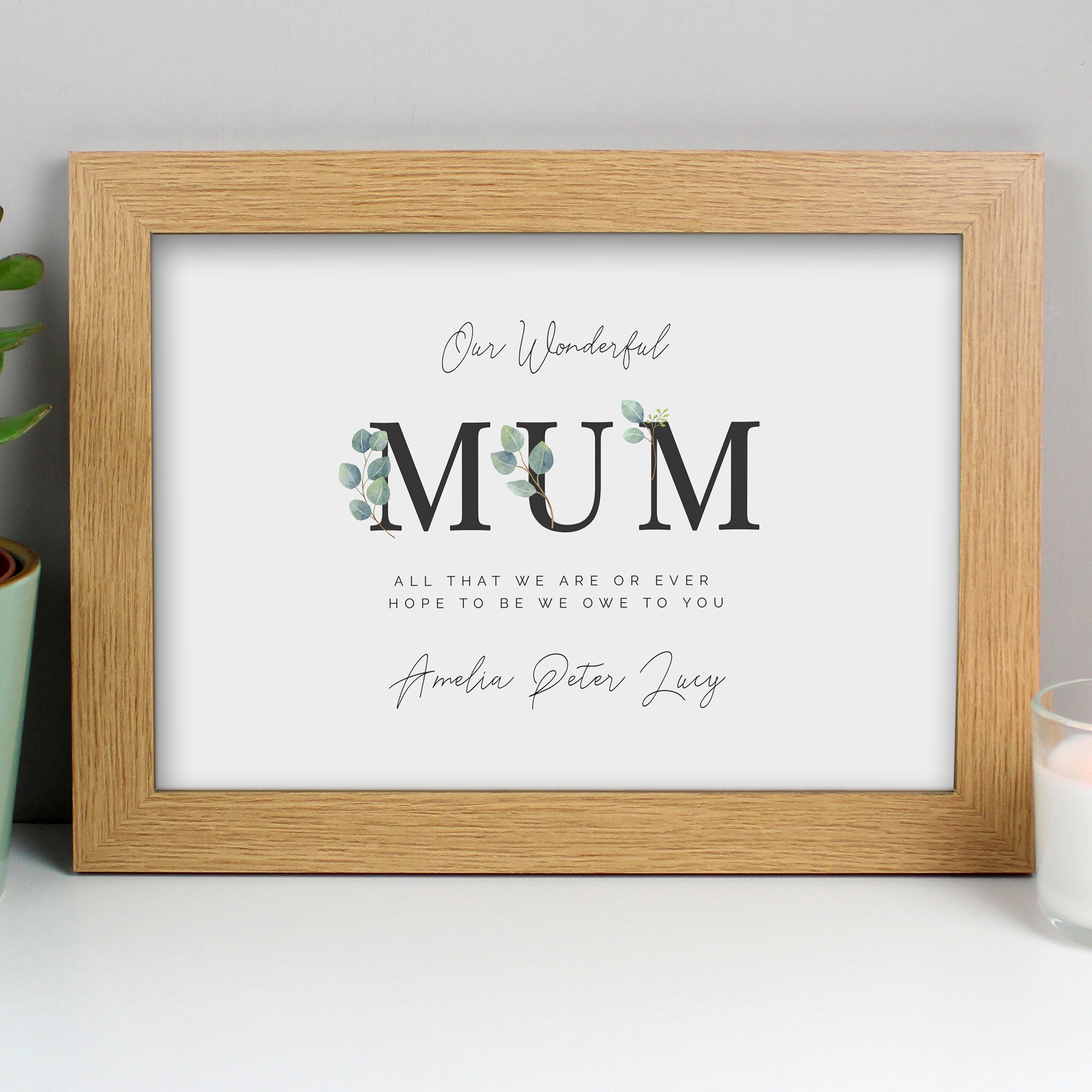 Personalised Botanical Mum A4 Oak Framed Print Natural | Compare The Build