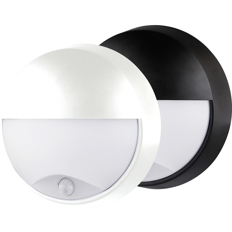 Luceco Eco LED Round Bulkhead Eyelid IP54 10W 400lm PIR in White Polycarbonate | Compare The Build